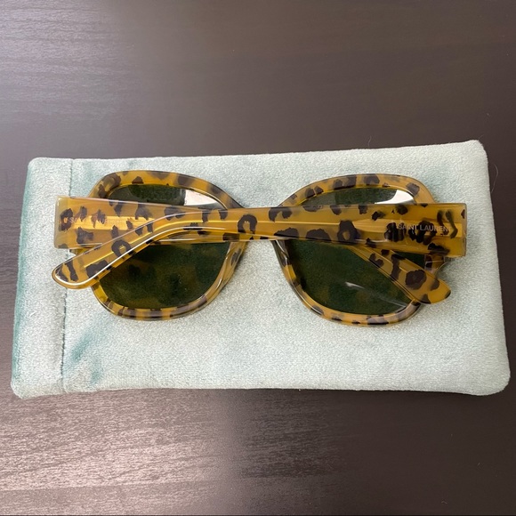 Saint Laurent Brown & Black Cheetah Tortoise Plastic Square Frame Sunglasses - Picture 7 of 13